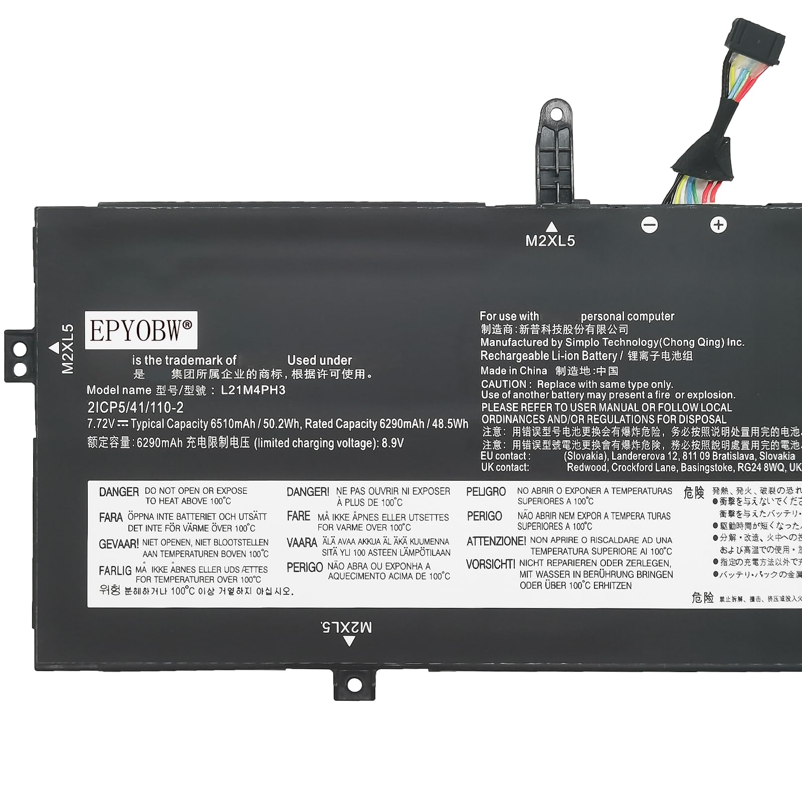 Amazon.com: EPYOBW L21M4PH3 Laptop Battery 50.2Wh 6510mAh 4-Cell